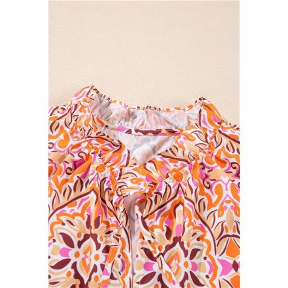 Printed Tie Neck Long Sleeve Mini Dress - Picture 7 of 10